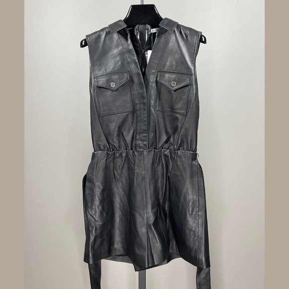 Alice + Olivia Pants - NEW! ALICE + OLIVIA BLACK LEATHER ROMPER! WOMENS 8! summer jumpsuit